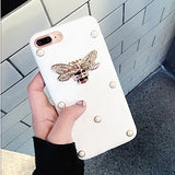 gucci bee Case For iPhone X  Bling Diamond Leather Case For iPhone 8 7 6 6s Plus