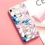 Silicone Case For iPhone 7 7Plus 6 6S 6Plus 5 5S SE Case Soft TPU Cover Flower Leaves Bird For iPhone 6S 8Plus X