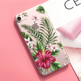 Silicone Case For iPhone 7 7Plus 6 6S 6Plus 5 5S SE Case Soft TPU Cover Flower Leaves Bird For iPhone 6S 8Plus X