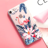 Silicone Case For iPhone 7 7Plus 6 6S 6Plus 5 5S SE Case Soft TPU Cover Flower Leaves Bird For iPhone 6S 8Plus X
