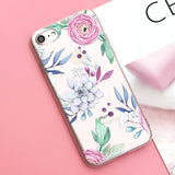 Silicone Case For iPhone 7 7Plus 6 6S 6Plus 5 5S SE Case Soft TPU Cover Flower Leaves Bird For iPhone 6S 8Plus X