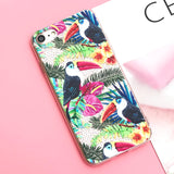 Silicone Case For iPhone 7 7Plus 6 6S 6Plus 5 5S SE Case Soft TPU Cover Flower Leaves Bird For iPhone 6S 8Plus X