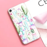 Silicone Case For iPhone 7 7Plus 6 6S 6Plus 5 5S SE Case Soft TPU Cover Flower Leaves Bird For iPhone 6S 8Plus X