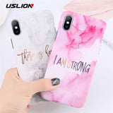 Ultra Thin Matte  Case For iPhone 8 7 Plus Marble Stone Cover For iPhone X 7 8 6 6S Plus Letter Hard Phone Back Cases