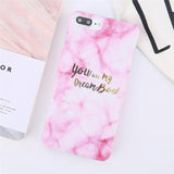 Ultra Thin Matte  Case For iPhone 8 7 Plus Marble Stone Cover For iPhone X 7 8 6 6S Plus Letter Hard Phone Back Cases