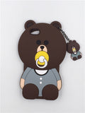 3D Cartoon pocket cat Baby bear rabbit fashionable soft silicon Phone cover For iPhone X/4 4S/5 5S/SE/5C/6/7/8/plus