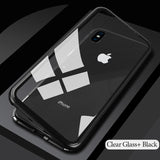 Magnetic Adsorption Case for iPhone X 8 Plus 7 6 6S + Tempered Glass Back Cover for iPhone 7 8 6 6S Plus X