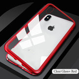 Magnetic Adsorption Case for iPhone X 8 Plus 7 6 6S + Tempered Glass Back Cover for iPhone 7 8 6 6S Plus X