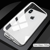Magnetic Adsorption Case for iPhone X 8 Plus 7 6 6S + Tempered Glass Back Cover for iPhone 7 8 6 6S Plus X