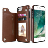 Leather Case For iPhone X 6 6s 7 8 Plus 5S SE Multi Card Holders Case Cover For iPhone 8 7 6 6s Plus X