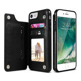 Leather Case For iPhone X 6 6s 7 8 Plus 5S SE Multi Card Holders Case Cover For iPhone 8 7 6 6s Plus X