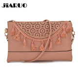 JIARUO Fringe Tassel Women Leather Crossbody bag