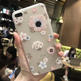 Phone Case For iPhone 7 8 Plus Rose Floral Leaves Cases Flower Silicon Protect Soft Full Cover For iPhone 6 6S 5 5S SE