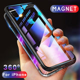 Magnetic Adsorption Case for iPhone X 8 Plus 7 6 6S + Tempered Glass Back Cover for iPhone 7 8 6 6S Plus X