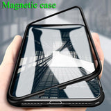 Magnetic Adsorption metal case for iphone X iphone 7 8 case luxury cover for iphone 8 7 Plus magnet tempered glass cases