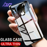 Glossy Glass Case For iPhone X Cases Ultra Thin Transparent Back Glass Cover Case For iPhone X