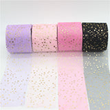 20m/lot Width 6cm Golden Star Spot Printed Glitter Tulle Mesh Roll Spool Tutu Pom Soft Squine Tulle DIY Crafts Decoration