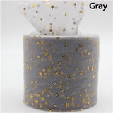 20m/lot Width 6cm Golden Star Spot Printed Glitter Tulle Mesh Roll Spool Tutu Pom Soft Squine Tulle DIY Crafts Decoration