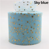 20m/lot Width 6cm Golden Star Spot Printed Glitter Tulle Mesh Roll Spool Tutu Pom Soft Squine Tulle DIY Crafts Decoration