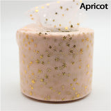 20m/lot Width 6cm Golden Star Spot Printed Glitter Tulle Mesh Roll Spool Tutu Pom Soft Squine Tulle DIY Crafts Decoration