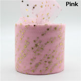 20m/lot Width 6cm Golden Star Spot Printed Glitter Tulle Mesh Roll Spool Tutu Pom Soft Squine Tulle DIY Crafts Decoration
