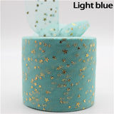 20m/lot Width 6cm Golden Star Spot Printed Glitter Tulle Mesh Roll Spool Tutu Pom Soft Squine Tulle DIY Crafts Decoration