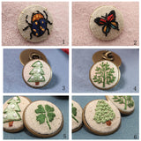 Embroidery Badge Making DIY Kit Handmade Craft DIY Supply Linen Cotton Butterfly Ladybird Pine Cypress Tree Pattern 25mm 1PC