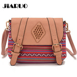 JIARUO Canvas patchwork Leather Small bag